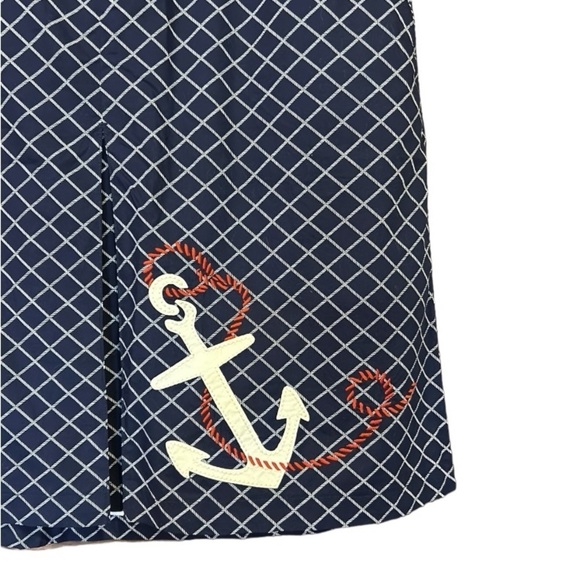 L.L. Bean Pleated Nautical Anchor Blue White A-Line Skirt Size 10 - Picture 9 of 9